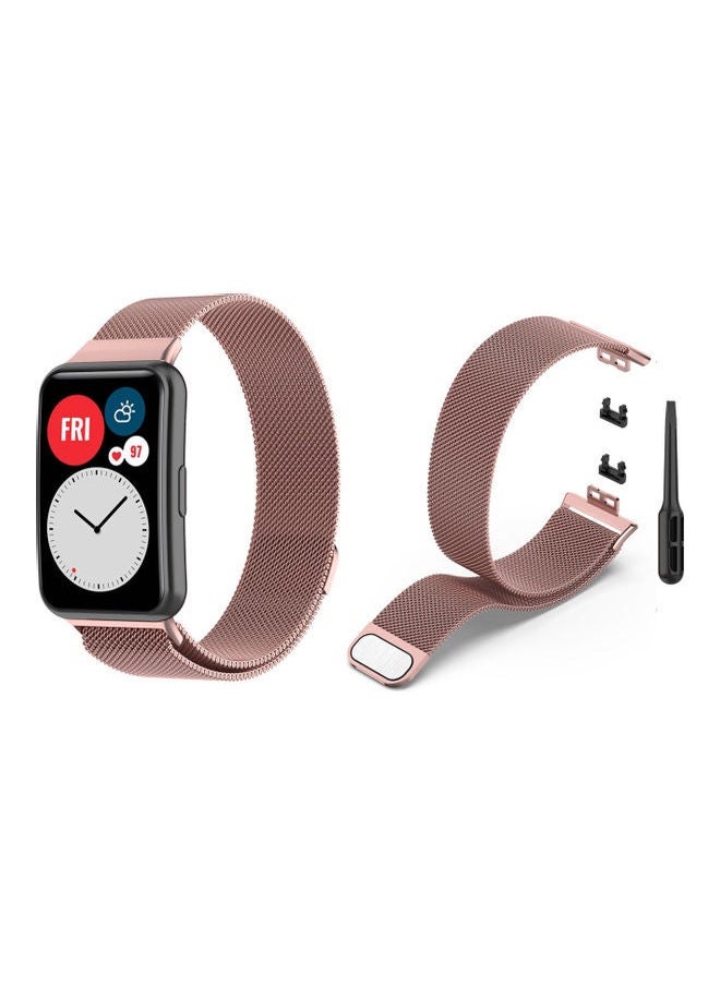 NIBEMINENT - Milanese Replacement Band For Huawei Fit Watch Pink - Image 1