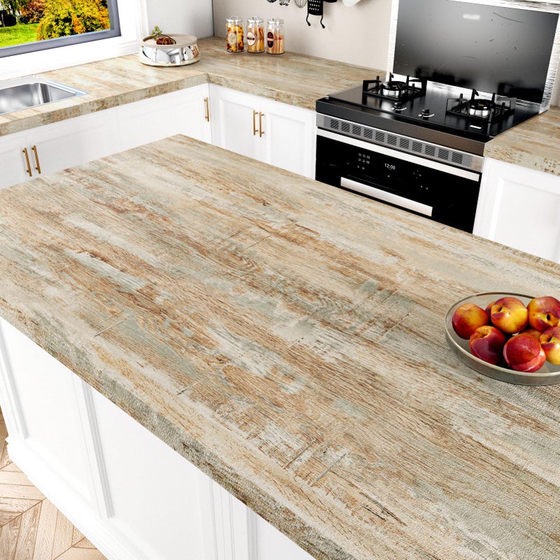 Wallercity BrownYellow Wood Contact Paper for Countertops Light Wood Peel and Stick Wallpaper for Cabinets and Drawers Kitchen Vintage Self Adhesive Removable Wallpapers for Table Top 158x787