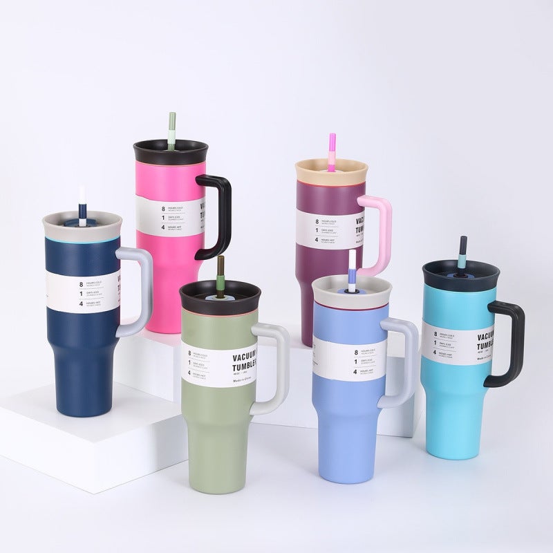 1200Ml New Plastic Spray Car Cup 40Oz Portable 304 Stainless Steel Car Cold Ice Handle Cup - Image 2