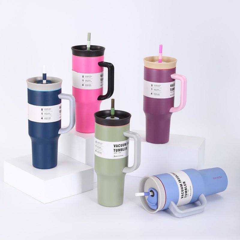 1200Ml New Plastic Spray Car Cup 40Oz Portable 304 Stainless Steel Car Cold Ice Handle Cup - Image 3