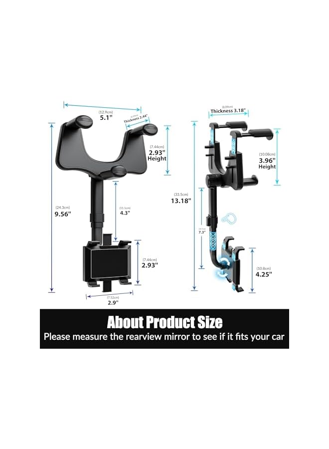 Green Tiger Rear View Mirror Phone Holder, 2023 Rotatable and Retractable, Universal Mount, Cell Car Fit for iPhone 11 12 13 14 Pro Max Samsung All Phone - Image 2