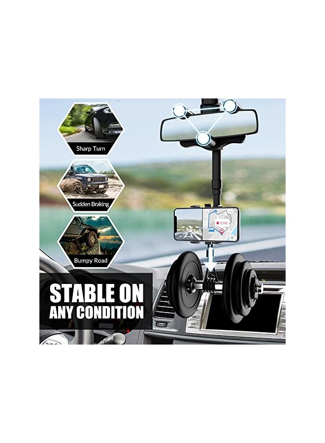 Green Tiger Rear View Mirror Phone Holder, 2023 Rotatable and Retractable, Universal Mount, Cell Car Fit for iPhone 11 12 13 14 Pro Max Samsung All Phone - Image 5