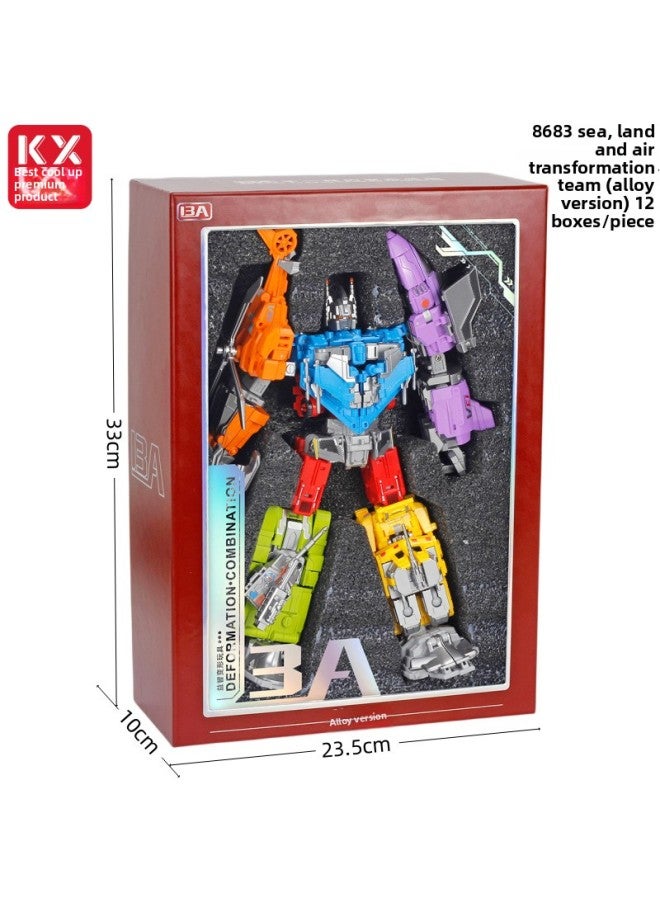 Alloy Version Of Deformed Toy Model Sea, Land And Air Mecha Suit Gift Box Kidsren's Educational Boy Gift-Color:Sea, Land And Air Transformation Team [collector's Edition Gift Box] - Image 1
