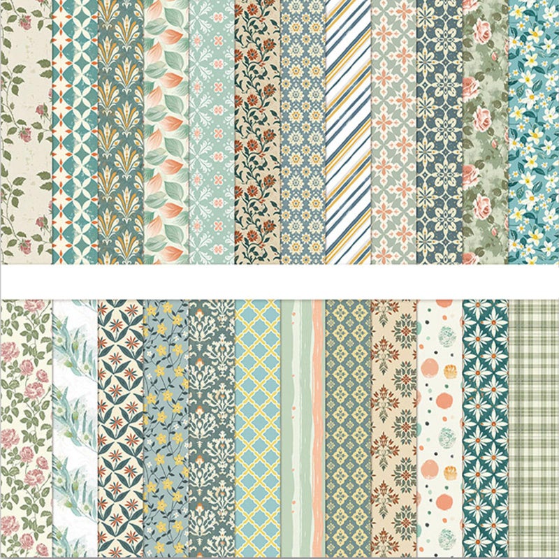 MIATTCLD Scrapbook Paper 12x12 In Double Sided Decorative Paper for Scrapbooking, 24 Sheets/24 Designs Spring Floral Patterned Craft Paper for Junk Journals DIY Cards Album Decoration (Blue) - Image 1