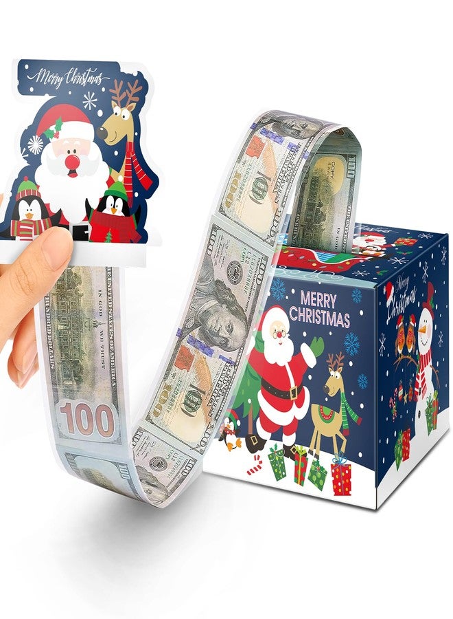 JWSCYSY Christmas Money Box for Cash Gift Pull, Money Holder Cash Gift for Kids Adults, DIY Fun Holiday Cash Box, Surprise Gift Box for Parents, Lovers and Friends, Includes 50Pcs Transparent Bags (Blue) - Image 1