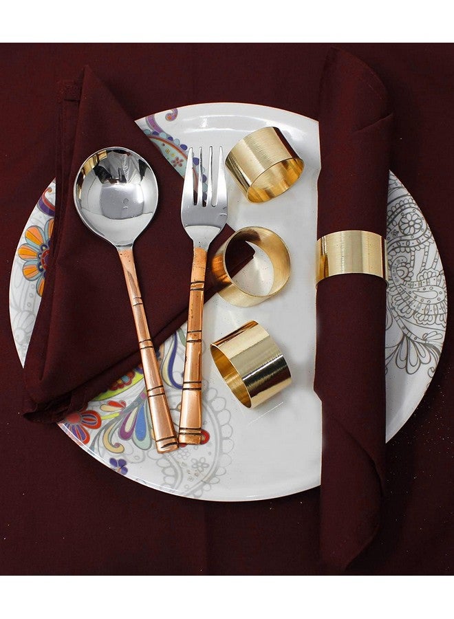 سكافيج حامل حلقات مناديل من SKAVIJ مصنوع يدويًا من الأنابيب الملتوية، مناسب لحفلات العشاء والزفاف وعيد الشكر وعيد الميلاد (12 قطعة ذهبية) - Image 2