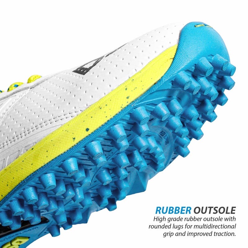 DSC Jaffa 22 Cricket Sport Shoes | Color: White-Lime-Yellow| Size: 9US/8UK/42EU | for Men & Boys | Breathable Mesh | Non-Slip Sole | Improved Stability | Embossed Design | Durable & Lightweight - Image 5