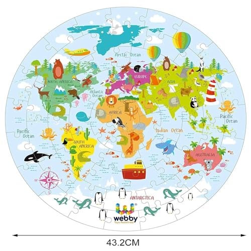Webby Amazing World Map Jigsaw Floor Puzzle 60 Pcs with 4 Double Sided Flashcards | Birthday Gift for Boys & Girls - Image 4