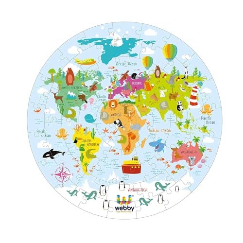 Webby Amazing World Map Jigsaw Floor Puzzle 60 Pcs with 4 Double Sided Flashcards | Birthday Gift for Boys & Girls - Image 5