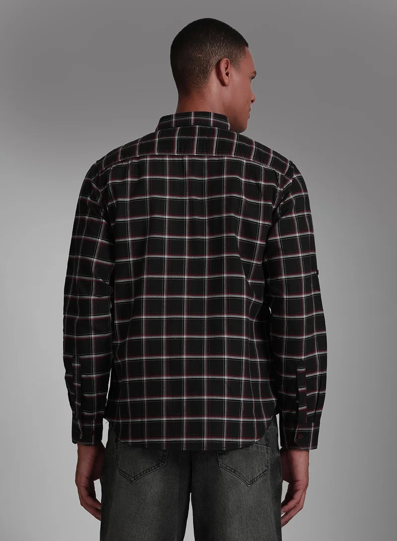 HIGH STAR Regular Fit Checked Pattern Full Sleeve Spread Collar Mid Rise Classic Casual Cotton Shirt for Men