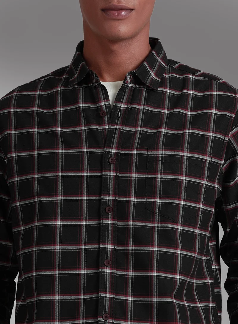 HIGH STAR Regular Fit Checked Pattern Full Sleeve Spread Collar Mid Rise Classic Casual Cotton Shirt for Men
