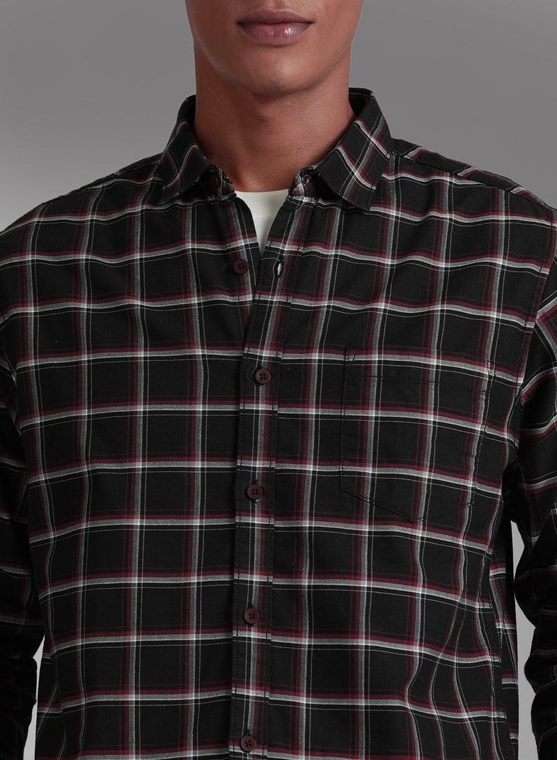 HIGH STAR Regular Fit Checked Pattern Full Sleeve Spread Collar Mid Rise Classic Casual Cotton Shirt for Men - Image 5