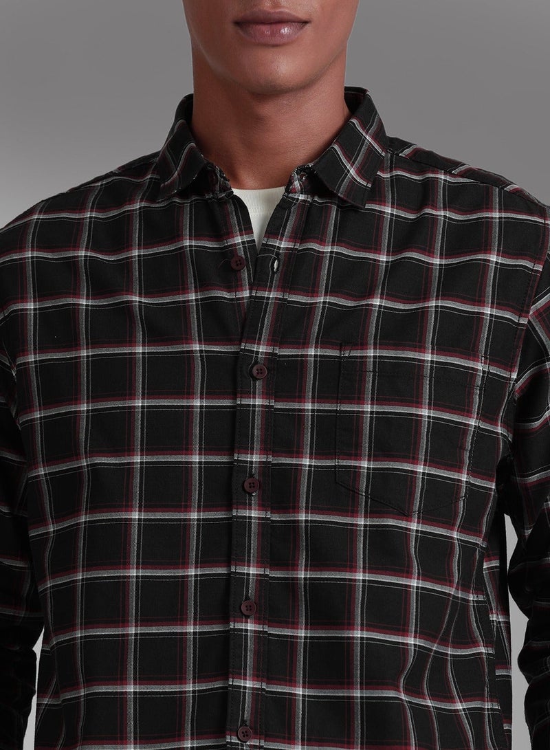 HIGH STAR Regular Fit Checked Pattern Full Sleeve Spread Collar Mid Rise Classic Casual Cotton Shirt for Men - Image 5