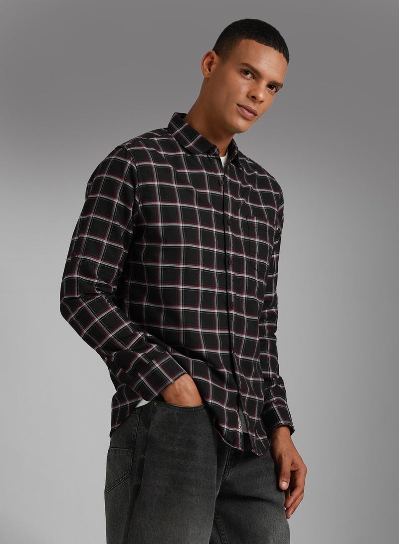 HIGH STAR Regular Fit Checked Pattern Full Sleeve Spread Collar Mid Rise Classic Casual Cotton Shirt for Men - Image 1