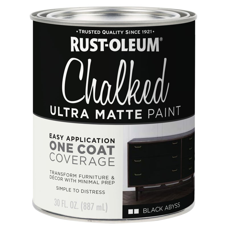 Rust-Oleum Black Abyss Chalked All-in-One Ultra Matte Paint | One Coat Coverage | No Primer, Sanding, Or Topcoat Needed | Easy Clean Up | Made in USA | 30 OZ - Image 1