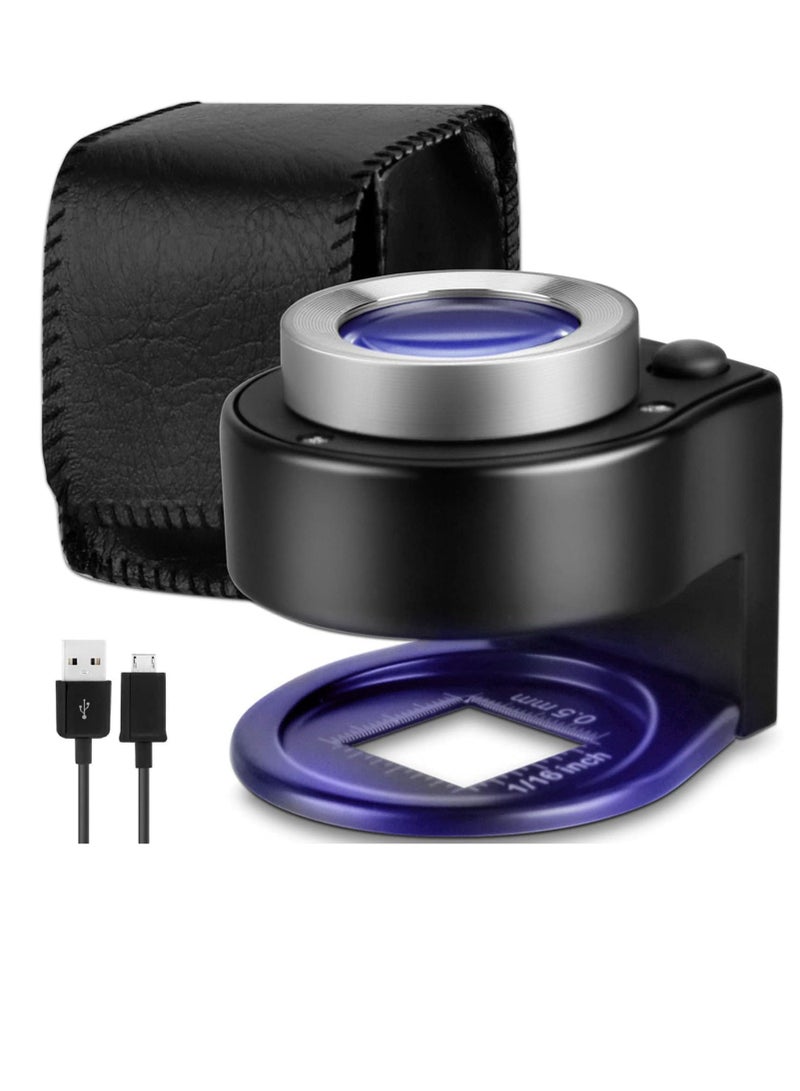 كيلا Coin Magnifier, Rechargeable Portable USB 6 Lights Metal UV Magnifying with Ptical Glass Lens Scale for Jewelry, Textile, Gems, Stamps, Coins and Plants - Image 1