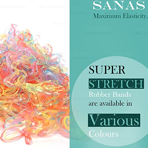 Sanas Medium Elastic Rubber Bands 1100PCS Home/Office/Kitchen/Stationary Multicolour Elastic Bands Gulel Rubber Multi-Purpose Rubber Bands Baby Hair Ties Reusable Bands Assorted Colours 1100PCS (TWC) - Image 4