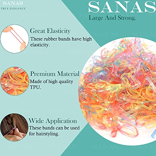 Sanas Medium Elastic Rubber Bands 1100PCS Home/Office/Kitchen/Stationary Multicolour Elastic Bands Gulel Rubber Multi-Purpose Rubber Bands Baby Hair Ties Reusable Bands Assorted Colours 1100PCS (TWC) - Image 3