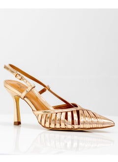 Slinky closed strippy 6cm heel sling back gold