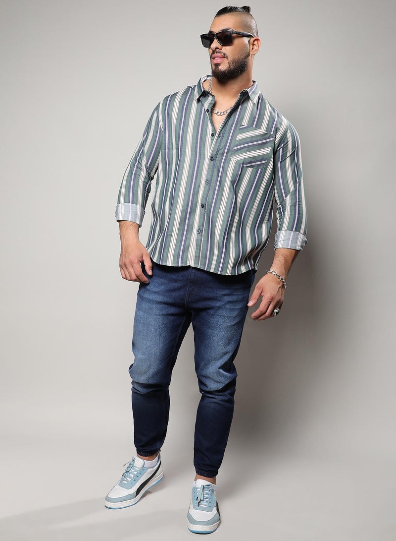 Instafab Plus Unbalanced Striped Shirt - Image 3