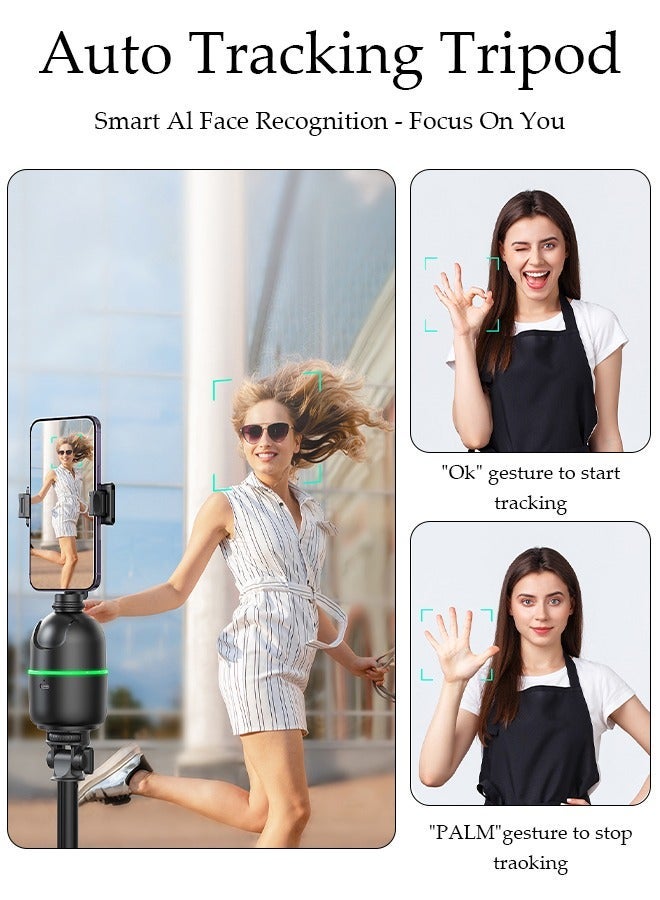 DUNISO Auto Face Tracking Tripod, 360°Rotation Auto Tracking Phone Holder Body Track Camera Mount with Remote, No App Needed, Gesture Control, Moving Tripod for Vlog Live Streaming Video Recording - Image 3