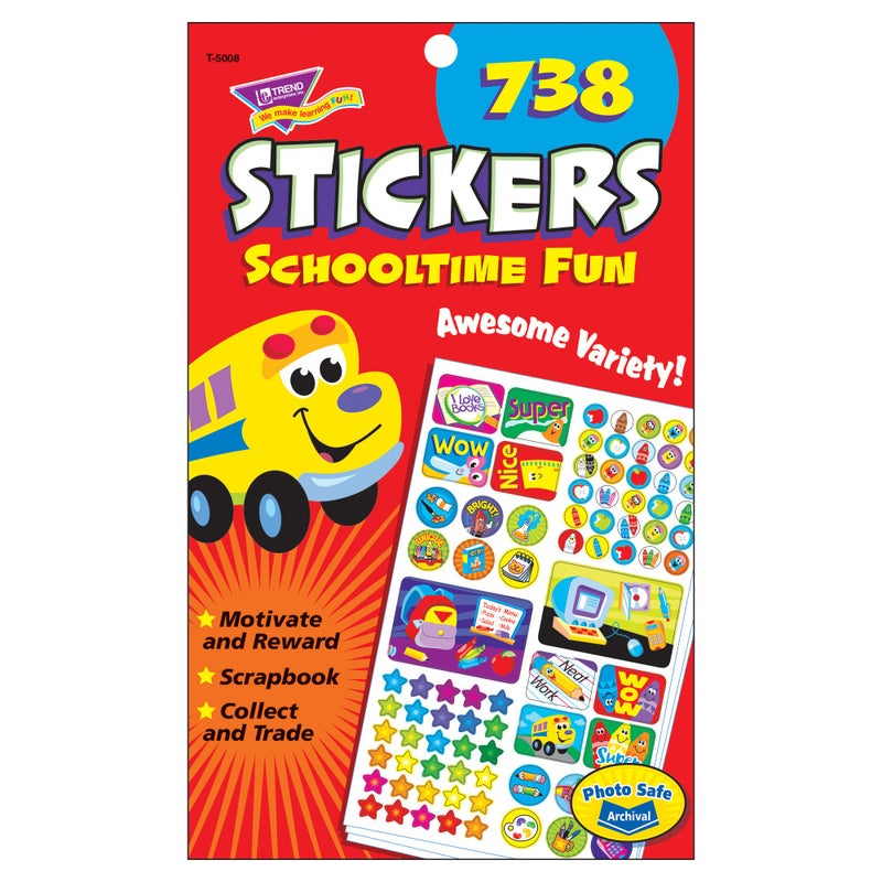 Trend Enterprises Trend Schooltime Fun Sticker Pad, Classroom Incentives, 738 Count - Image 5