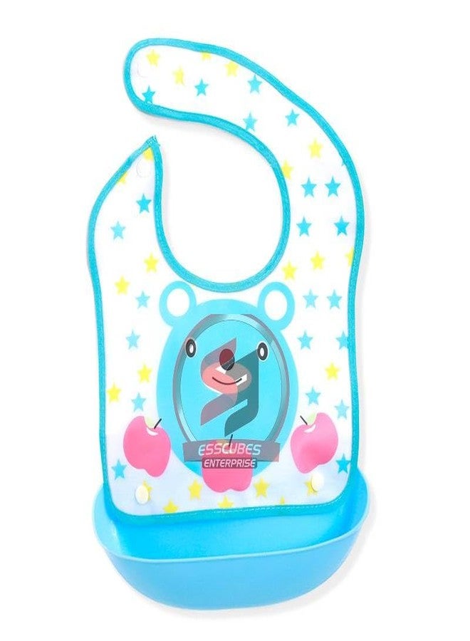 Ess Cubes Enterprise Cartoon Animal Adjustable Strap Waterproof Reusable Silicone Baby/Toddlers girl boys Bibs Apron for Lunch Feeding Babies eating detachable saliva pocket Tray/Food Catcher Mix Color (1) - Image 1