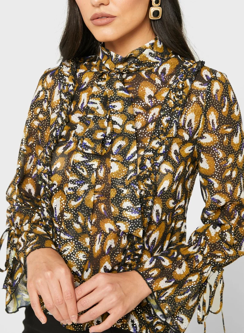 Little Mistress High Neck Printed Top