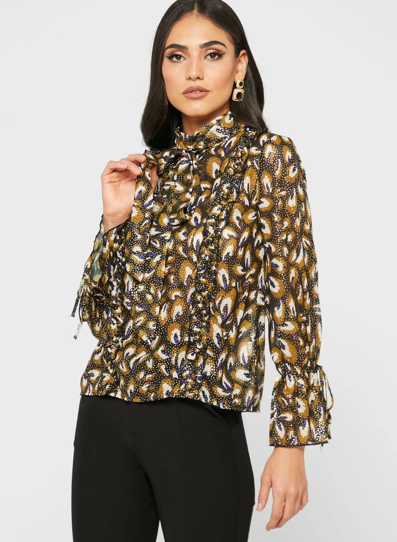 Little Mistress High Neck Printed Top