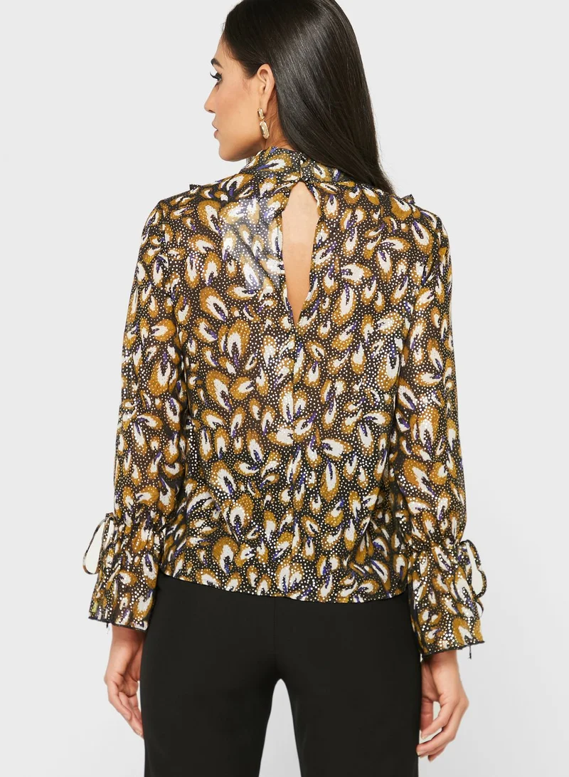 Little Mistress High Neck Printed Top