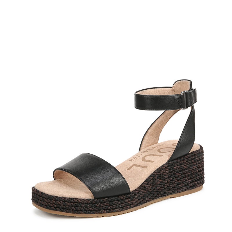 Naturalizer SOUL Womens Gloria Espadrille Wedge Sandal Black 85 W