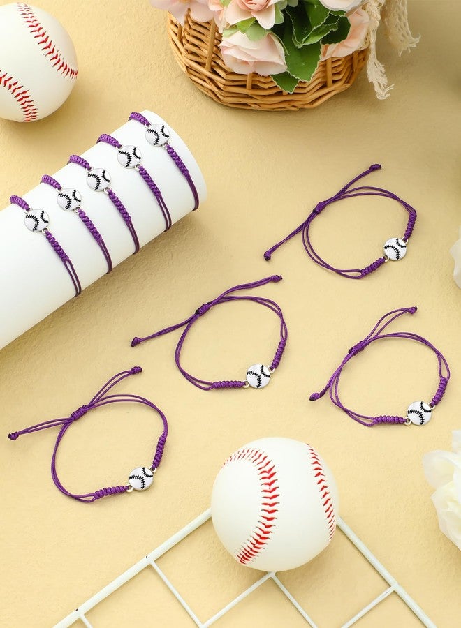 Jadive 20 Pcs Softball Charm Bracelets Bulk Softball Birthday Party Favors Sport Coach Bracelets Adjustable Baseball Team Gifts for Players Women Men(Purple) - Image 3
