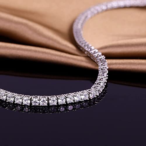 TIKJE 925 Sterling Silver 3mm Cubic Zirconia Classic Tennis Bracelet | White Gold Bracelets for Women | Size 7.25 Inch - Image 3