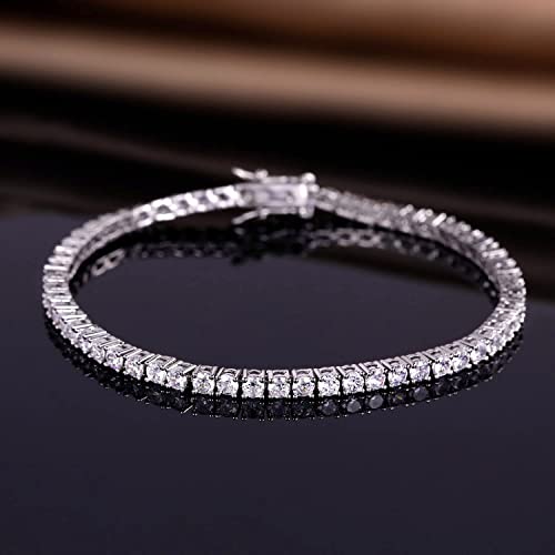 TIKJE 925 Sterling Silver 3mm Cubic Zirconia Classic Tennis Bracelet | White Gold Bracelets for Women | Size 7.25 Inch - Image 2