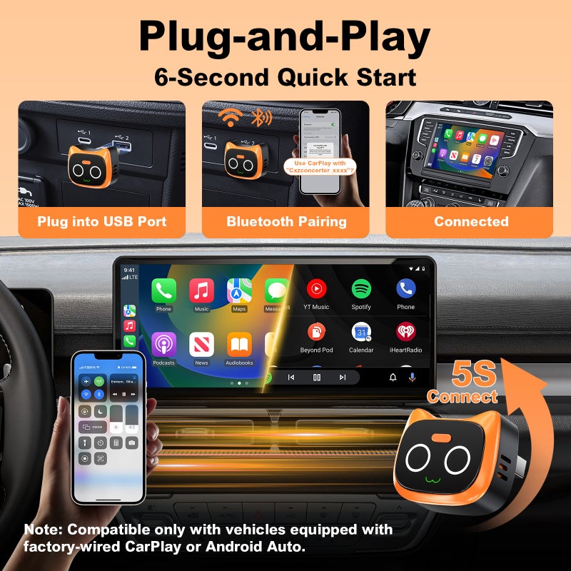 محول CXZ557 اللاسلكي لـ CarPlay و Android Auto 2 في 1 - Image 3
