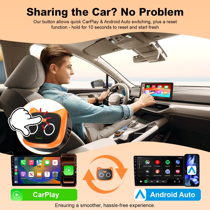 محول CXZ557 اللاسلكي لـ CarPlay و Android Auto 2 في 1 - Image 4