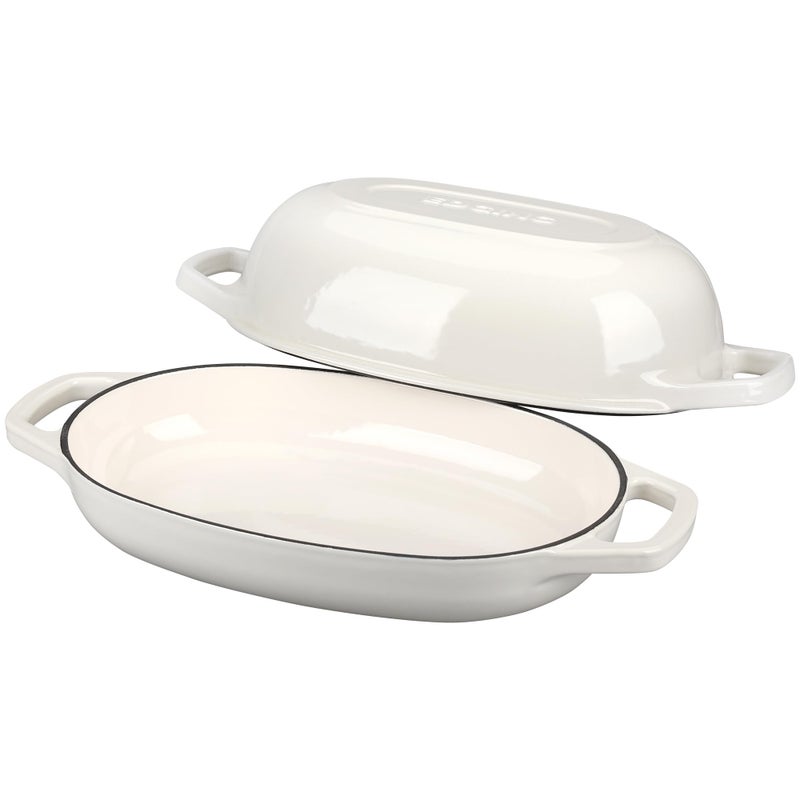 EDGING CASTING Enameled Cast Iron Oval Dutch Oven Pot with Lid, Dutch Oven for Sourdough Bread Baking, Oval Bread Pan, Bread Oven, Bread Dutch Oven, 5qt, White - Image 4