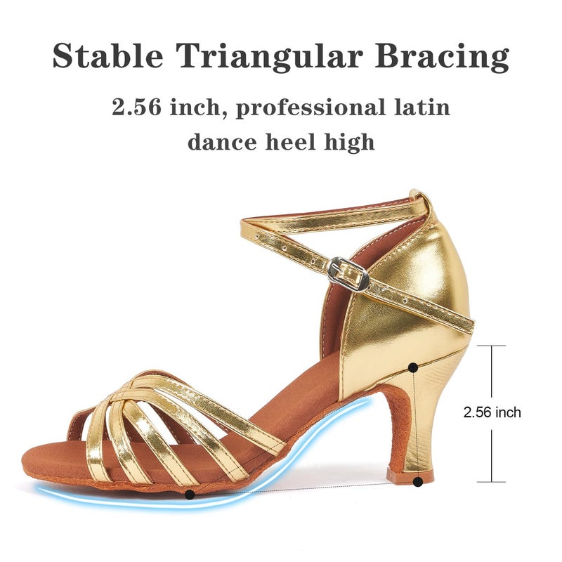 iCKER Women's Latin Dance Shoes Satin Professional Ballroom Salsa Practice Performance Dance Shoes - Image 2