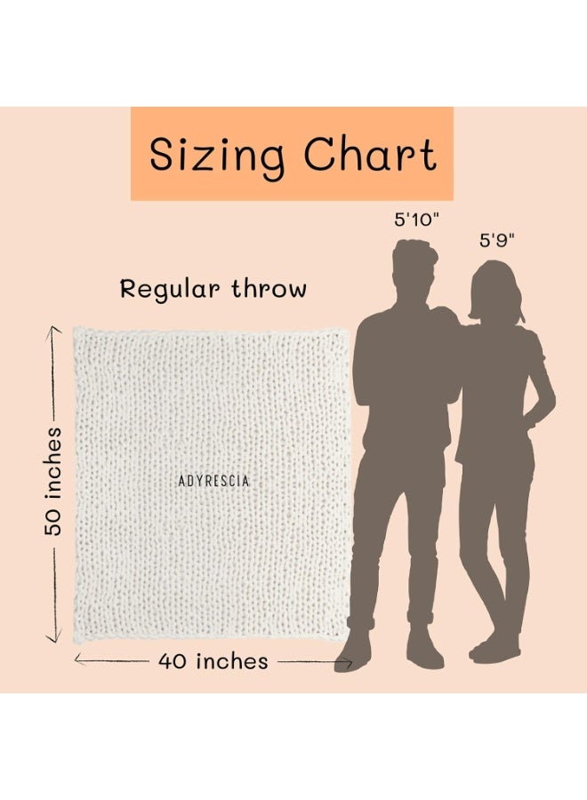 Chunky Knit Blanket Throw | 100% Hand Knit with Jumbo Chenille Yarn (40"x50", Cream White) - Image 5