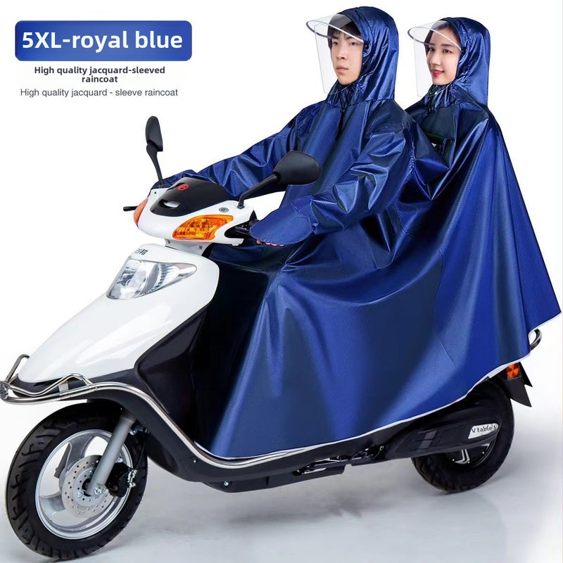 Dual Adult Poncho with Sleeves Multifunctional Full-Body Raincoat for Cycling Blue