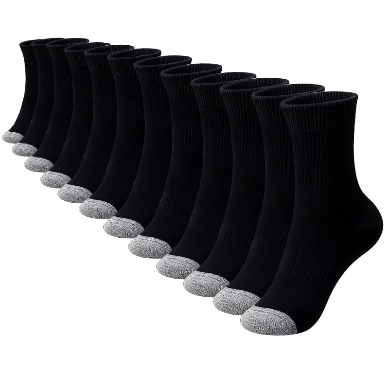SPLASHGRIP Men's Crew Socks 6 Pack Soft Breathable Athletic Socks Casual Running Socks for Daily Wear Work Training Sports Black - Image 1