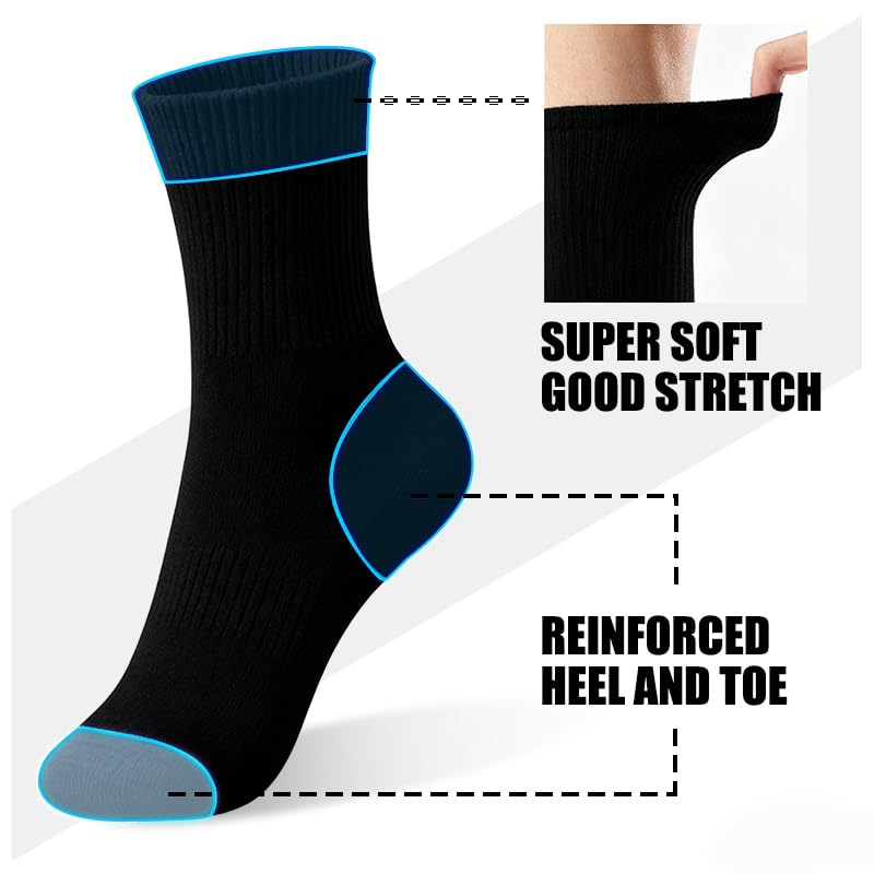 SPLASHGRIP Men's Crew Socks 6 Pack Soft Breathable Athletic Socks Casual Running Socks for Daily Wear Work Training Sports Black - Image 3