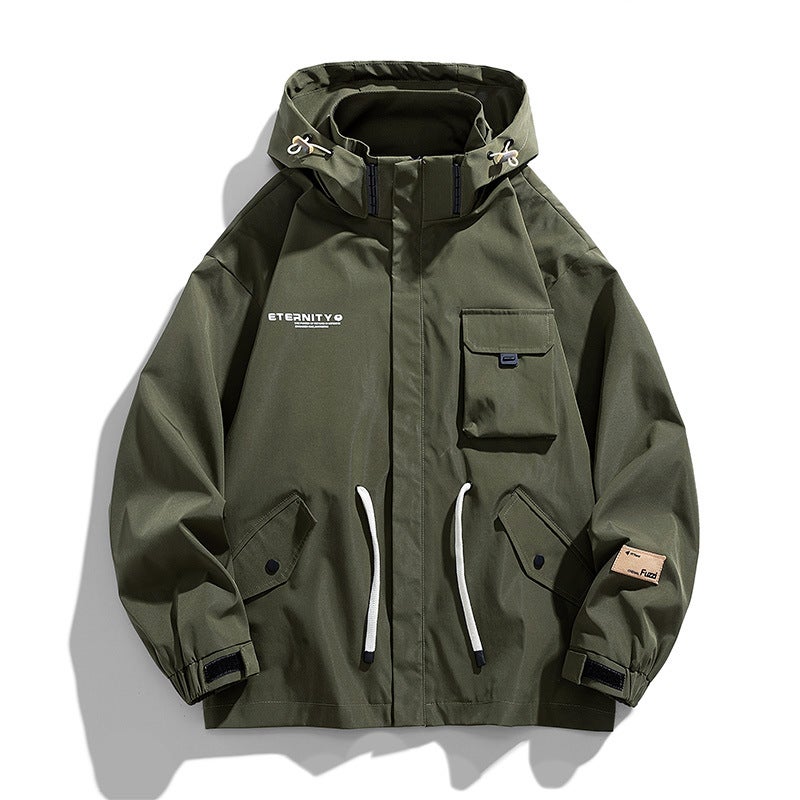 New 2024 Spring Thin Jacket Coat Hooded Windproof Outdoor Explosions Simple Atmosphere Student Youth - Image 2