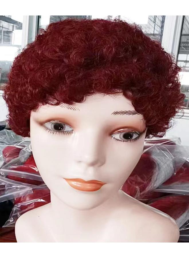 الأزرق جي دبليو شعر مستعار ذو شعر حقيقي شعر مستعار صغير أفريقي ، شعر مستعار صغير ، آلية شعر قصير مجعد ، شعر مستعار حقيقي - Image 1