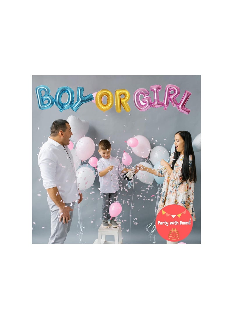 Party with Emma Boy or Girl Gender Reveal Party Decorations Backdrop Capital Letter Boy or Girl Foil Balloons for Baby Shower Decorations Gender Reveal Party Supplies Baby Shower (Capital Letters)  - Image 2