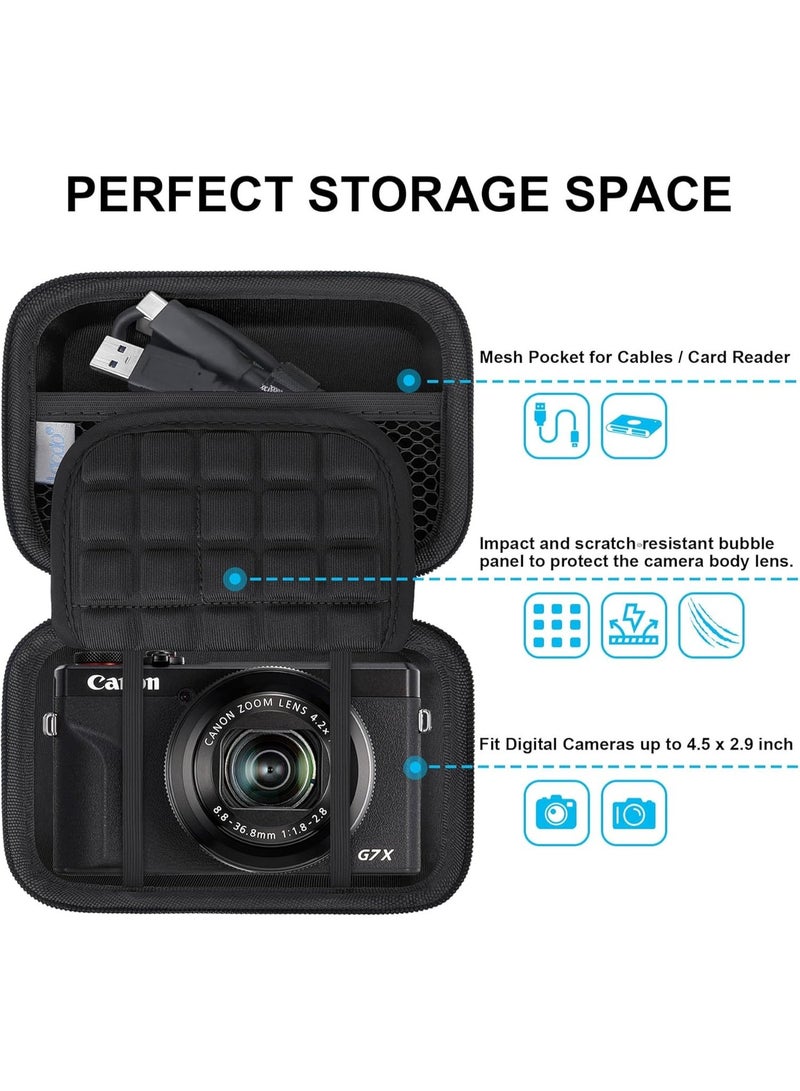 Lacdo Camera Case for Canon PowerShot G7 X Mark III/PowerShot G7 X Mark II 4K Vlogging Camera, Point and Shoot Vlogging Camera Bag Carrying Case, Mesh Pocket fits USB Cable, Batteries, Black+Black - Image 4