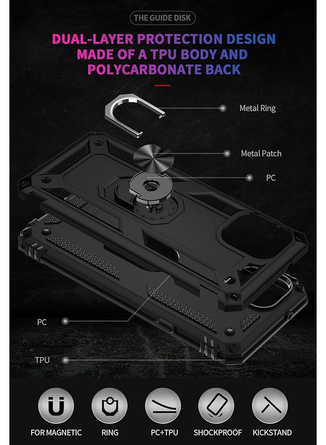 إيروريكس جراب 1+2 لهاتف Motorola Edge 20 Lite مع واقي شاشة من الزجاج المقوى مكون من قطعتين من جراب Hybrid Armor مزدوج الطبقات مضاد للخدش لهاتف Motorola Edge 20 Lite أسود - Image 3