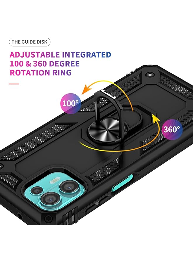إيروريكس جراب 1+2 لهاتف Motorola Edge 20 Lite مع واقي شاشة من الزجاج المقوى مكون من قطعتين من جراب Hybrid Armor مزدوج الطبقات مضاد للخدش لهاتف Motorola Edge 20 Lite أسود - Image 4