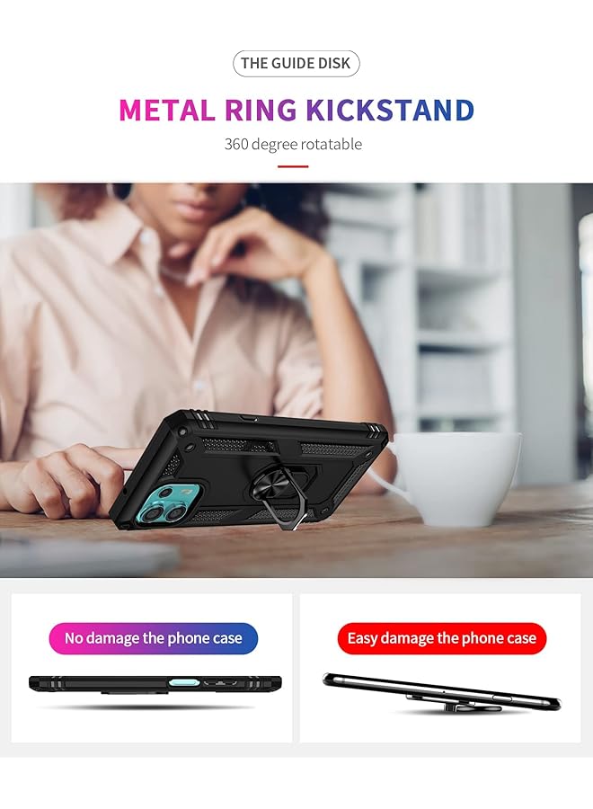 إيروريكس جراب 1+2 لهاتف Motorola Edge 20 Lite مع واقي شاشة من الزجاج المقوى مكون من قطعتين من جراب Hybrid Armor مزدوج الطبقات مضاد للخدش لهاتف Motorola Edge 20 Lite أسود - Image 5