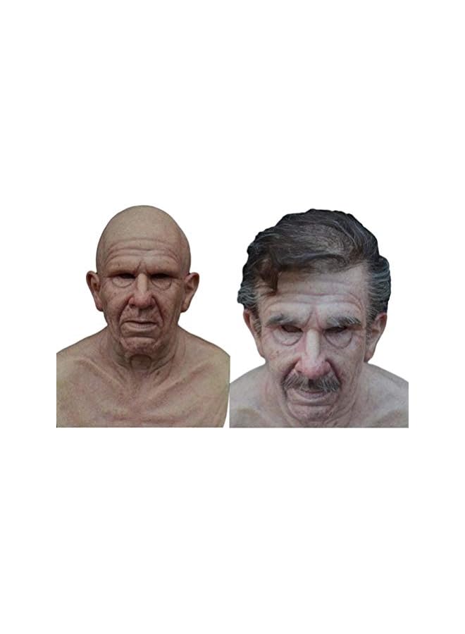 The Bros Halloween Old Man Latex Face Mask for Masks Halloween Accessory  - Image 2